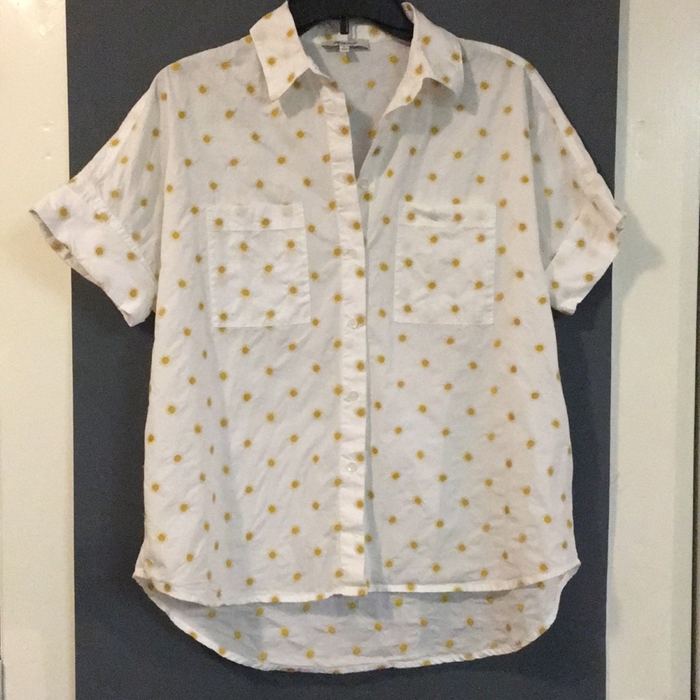 Madewell Courier shirt embroidered suns sz small